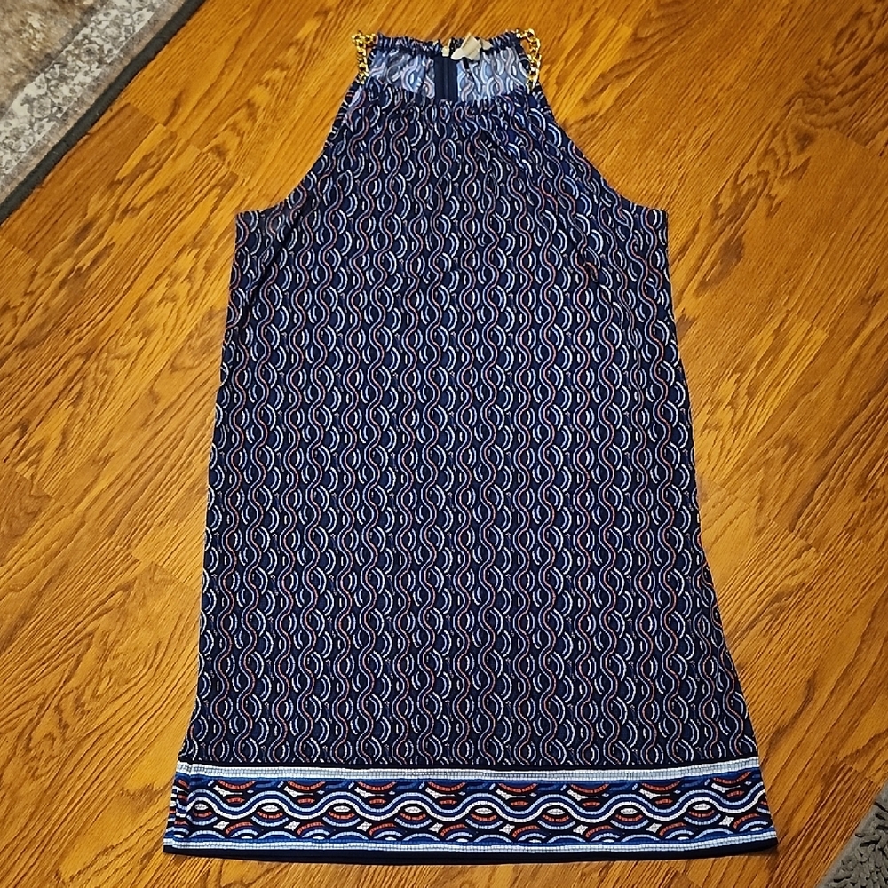 Michael Kors Navy and White Geometric Dress